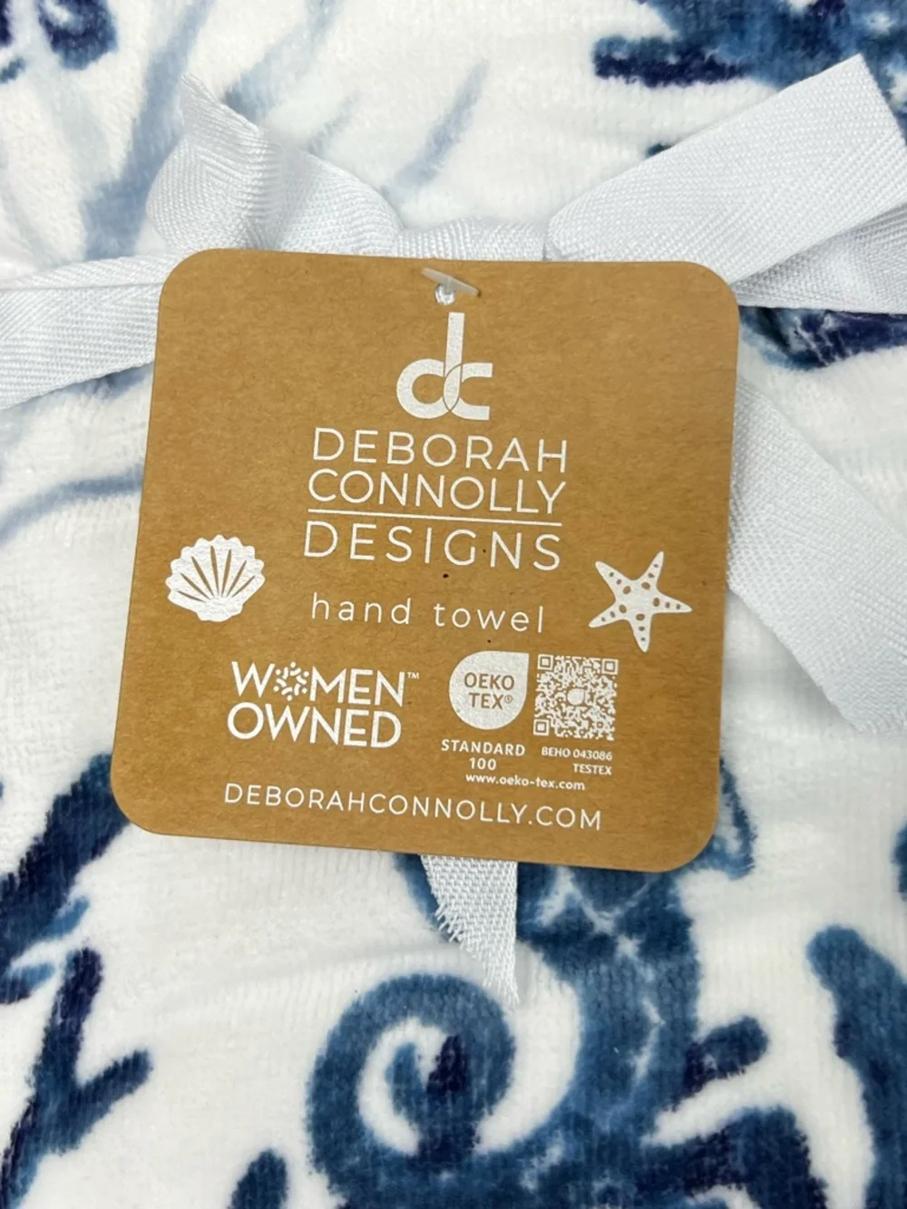 Deborah Connolly - ‘Coral & Seahorse’ bath towel set. NWT.